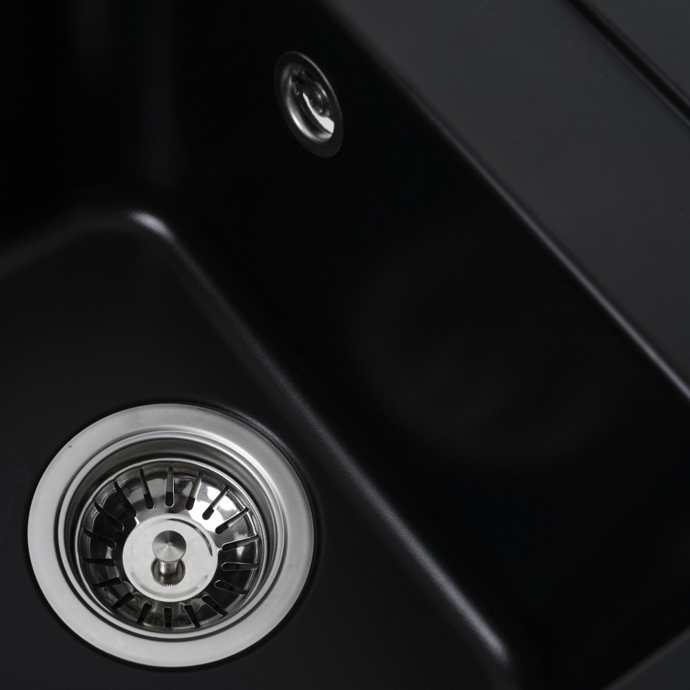 Невелика чорна мийка кухонна 40 см Platinum 4050 Korrado гранітна