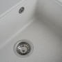 Біла гранітна кухонна мийка Platinum Vesta 5852 з темною точкою та матовою фактурою