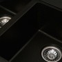 Гранитная двухчашевая кухонная мойка Platinum 7850 Harmony Черная Gold с золотистым отливом