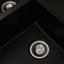 Чорна керамогранітна кухонна мийка на дві чаші Platinum 7850 Harmony 78 см