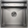 Черная кухонная мойка из нержавейки Platinum Handmade 50x50/220 PVD с крышкой и смесителем