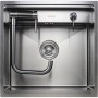 Черная кухонная мойка из нержавейки Platinum Handmade 50x50/220 PVD с крышкой и смесителем