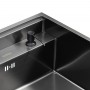 Черная кухонная мойка из нержавейки Platinum Handmade 50x50/220 PVD с крышкой и смесителем