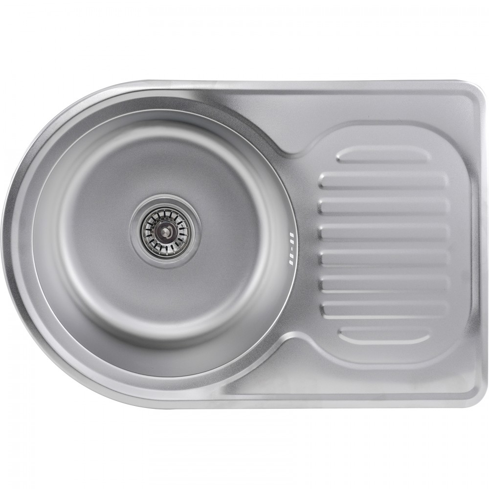 Platinum 6745 Декор 0,8 - мойка кухонная с круглой чашей и прямоугольной сушилкой
