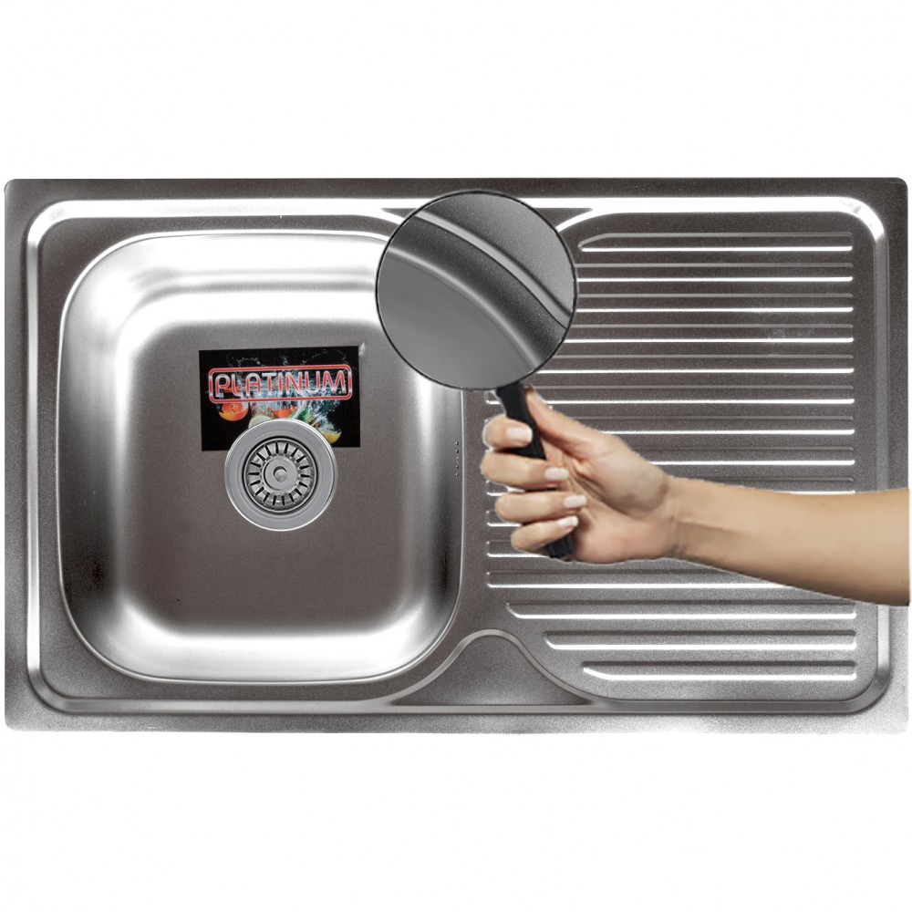 Platinum 7848 Микродекор 0,8 - мойка нержавеющая прямоугольная с сушилкой 78 см