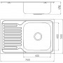 Platinum 7850 Декор 0,8 - стандартная нержавеющая мойка с крылом; размер 78/50 см