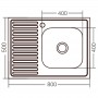 Platinum 8050 Сатин R 0,7 - кухонная мойка 80 см накладная из толстой нержавейки с сифоном