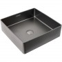 Умывальник квадратный для столешницы в ванной комнате Platinum Handmade 400x400 PVD Черный