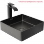 Умывальник квадратный для столешницы в ванной комнате Platinum Handmade 400x400 PVD Черный