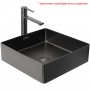Умывальник квадратный для столешницы в ванной комнате Platinum Handmade 400x400 PVD Черный