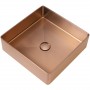 Квадратный накладной умывальник Platinum Handmade 400x400 PVD Медь из нержавеющей стали
