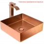 Квадратный накладной умывальник Platinum Handmade 400x400 PVD Медь из нержавеющей стали